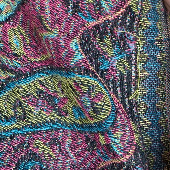 Modern Expressions Scarf Colorful Paisley Woven Shawl Wrap Fringe Detail Boho - Picture 8 of 10